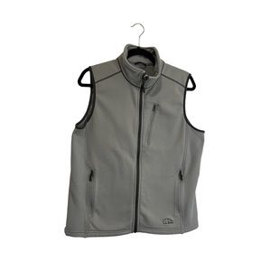 LL Bean Vest Mens Size M Gray Sleeveless Full Zip Fleece Jacket Sweater Vest
